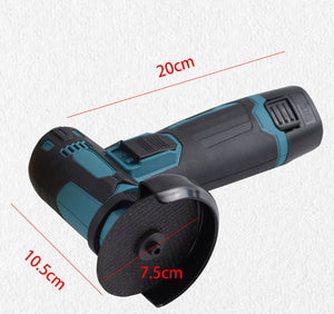 Akku-Mini-Winkelschleifer Flex. Klein und handlich. Übliche 76 mm Scheiben. Auch perfekt um Schrott-Fahrräder zu entfernen.
