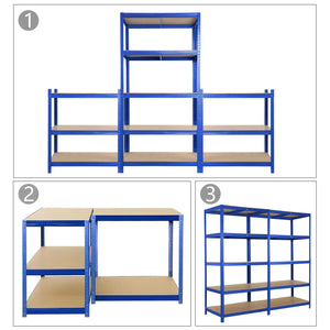 Schwerlastregale 180 x 90 x 60 cm 5 Böden - bis 875 kg - blau