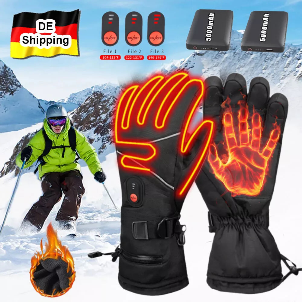 Handschuhe beheizbar mit 2 x 5000 mAh Akku. Für Skiurlaub, Motorrad. Im Winter in kalten Zeiten.
