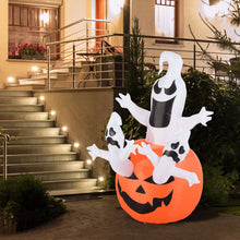 Laden Sie das Bild in den Galerie-Viewer, Halloween Deko Aufblasbarer Kürbis Geist Gespenst Figur Luftfigur mit LED