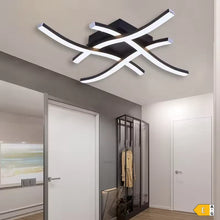 Laden Sie das Bild in den Galerie-Viewer, Schwarze LED-Deckenleuchte – dimmbare 24W Deckenlampe in Chrom-Alu für Büro, Wohnzimmer &amp; Flur