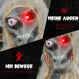 Halloween einäugige Mumie. Krabbelnde Mumie mit rot leuchtenden Augen
