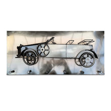 Laden Sie das Bild in den Galerie-Viewer, Kunst aus Stahl. (3D) Oldtimer-Wandgarderoben. 80 cm. Hakenleiste Paneel 80x35x16cm 4 künstlerische Modelle in Handarbeit.