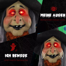 Laden Sie das Bild in den Galerie-Viewer, Halloween-Hexe 183 cm mit roten Augen LED-Lichter, Soundfunktion