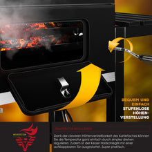 Laden Sie das Bild in den Galerie-Viewer, Profi-Holzkohlegrill XL Grillwagen 28 kg mit Grill Rost Thermometer Deckel BBQ Kohle