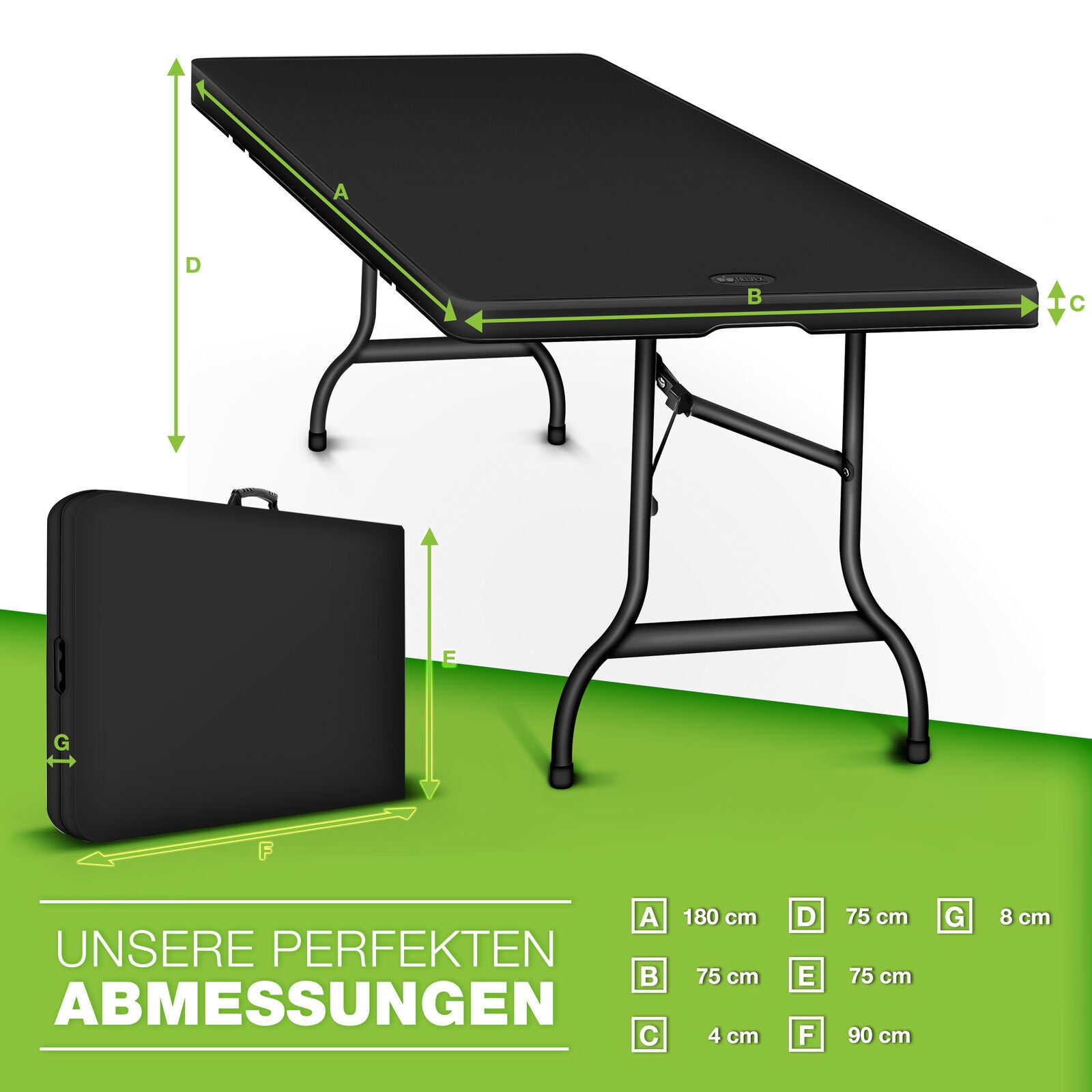 campingtisch 180 x 80 Klapptisch 180 cm Gartentisch Buffettisch Campingtisch klappbar Garten – Premium Box GmbH