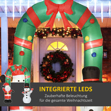 Laden Sie das Bild in den Galerie-Viewer, Aufblasbarer Weihnachts-Torbogen 2,45m mit Weihnachtsmann und Schneemann Weihnachtsdeko aufblasbar LED-Licht