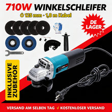 Laden Sie das Bild in den Galerie-Viewer, Kraftvoller Winkelschleifer 125 mm – 710 Watt für Werkstatt und Heimwerker