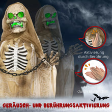 Laden Sie das Bild in den Galerie-Viewer, Halloween Dekoration 183 cm Hängendes Skelett mit LED-Lichter Soundfunktion