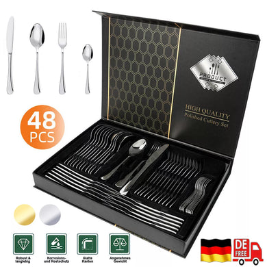 Besteckset Edelstahl Tafelbesteck 48 Teile für 12 Personen. Das besondere Angebot! Silber oder Gold.