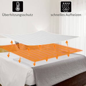 Heizdecke (Klassisch) 60 Watt. 150 x 80 cm. Weiß. Waschmaschinen waschbar.