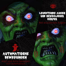 Laden Sie das Bild in den Galerie-Viewer, Lebensgroße Hexe 183cm Halloween Dekoration mit LED-Leuchte, Soundfunktion