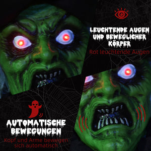 Lebensgroße Hexe 183cm Halloween Dekoration mit LED-Leuchte, Soundfunktion