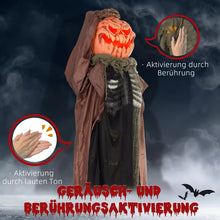 Laden Sie das Bild in den Galerie-Viewer, Halloween Dekoration Skelett-Kürbis 183 cm mit LED-Lichter Soundfunktion