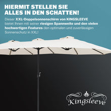 Laden Sie das Bild in den Galerie-Viewer, Doppel-Sonnenschirm 460x270 cm UV-Schutz 40+ - Groß, XXL, mit Schutzhülle und Kurbel