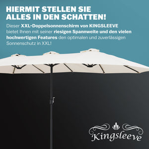 Doppel-Sonnenschirm 460x270 cm UV-Schutz 40+ - Groß, XXL, mit Schutzhülle und Kurbel