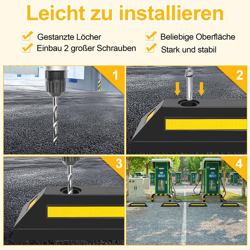 1,8 M Gummi-Radstopper – Unterlegkeile & Parkstopp-Block In Hi-Vis-Farbe