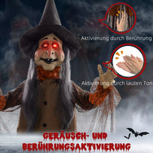 Laden Sie das Bild in den Galerie-Viewer, Halloween-Hexe 183 cm mit roten Augen LED-Lichter, Soundfunktion
