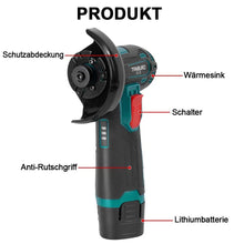 Laden Sie das Bild in den Galerie-Viewer, Akku-Mini-Winkelschleifer Flex. Klein und handlich. Übliche 76 mm Scheiben. Auch perfekt um Schrott-Fahrräder zu entfernen.