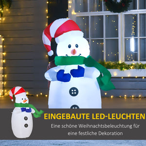 Aufblasbarer Schneemann mit Schal 1,20m Weihnachtsmann Weihnachtsdeko LED Nikolaus Santa