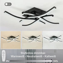 Laden Sie das Bild in den Galerie-Viewer, Schwarze LED-Deckenleuchte – dimmbare 24W Deckenlampe in Chrom-Alu für Büro, Wohnzimmer &amp; Flur