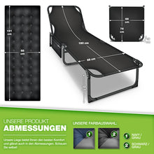 Laden Sie das Bild in den Galerie-Viewer, Campingbett, Klappliege. Mit Tragetasche. Belastbar bis 280 kg.