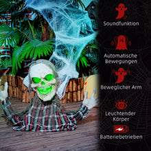 Laden Sie das Bild in den Galerie-Viewer, Halloween Dekoration Skelett 70 cm Halbkörper LED-Lichter Soundfunktion