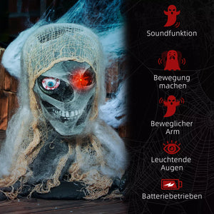 Halloween einäugige Mumie. Krabbelnde Mumie mit rot leuchtenden Augen