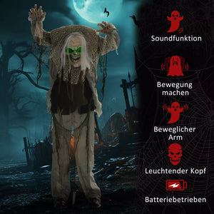 Halloween Dekoration Skelett 160 cm mit LED-Lichter Soundfunktion
