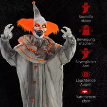 Laden Sie das Bild in den Galerie-Viewer, Halloween Dekoration Stehender Clown 183cm mit LED-Lichter Soundfunktion