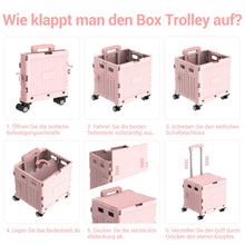 Laden Sie das Bild in den Galerie-Viewer, Faltbarer Einkaufstrolley Transportwagen. Einfach aufklappen. Braucht gefaltet nur sehr wenig Platz.