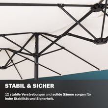 Laden Sie das Bild in den Galerie-Viewer, Doppel-Sonnenschirm 460x270 cm UV-Schutz 40+ - Groß, XXL, mit Schutzhülle und Kurbel