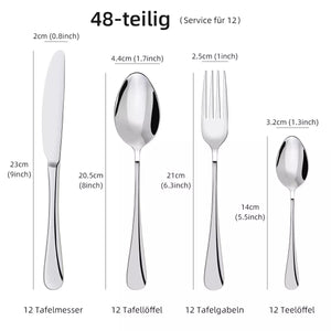 Besteckset Edelstahl Tafelbesteck 48 Teile für 12 Personen. Das besondere Angebot! Silber oder Gold.
