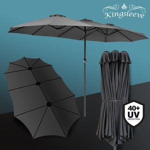 Doppel-Sonnenschirm 460x270 cm UV-Schutz 40+ - Groß, XXL, mit Schutzhülle und Kurbel