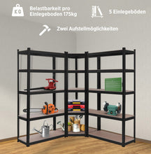 Laden Sie das Bild in den Galerie-Viewer, Eckteil zu Schwerlastregalen für Regale 180 x 90 x 40 cm bis 875 kg Eckregal Farbe schwarz