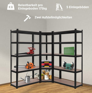 Eckteil zu Schwerlastregalen für Regale 180 x 90 x 40 cm bis 875 kg Eckregal Farbe schwarz