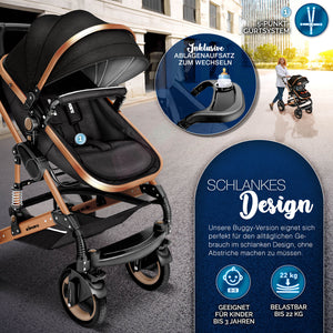 Kinderwagen 3 in 1 Kombi-Buggy Reisebuggy inkl. Auto- Babyschale. Faltbar.