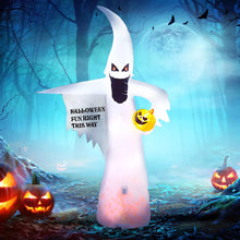 Laden Sie das Bild in den Galerie-Viewer, Halloween aufblasbarer Kürbis-Geist 240 cm mit LED-Lichtern