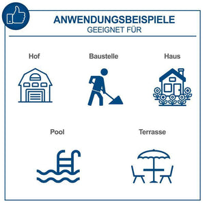 Hochdruckreiniger inkl. 8-TLG. Zubehör | 180bar Arbeitsdruck | 2400 Watt Leistung | 5m Hochdruckschlauch | Fördermenge 480 l/h | mobiler Flächenreiniger mit Bürsten