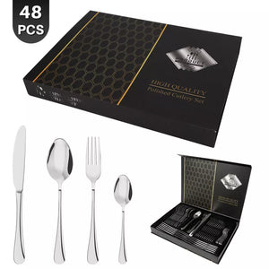 Besteckset Edelstahl Tafelbesteck 48 Teile für 12 Personen. Das besondere Angebot! Silber oder Gold.