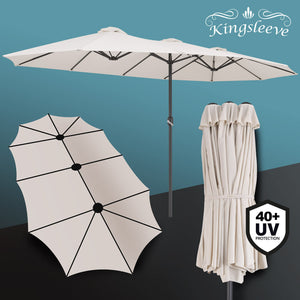 Doppel-Sonnenschirm 460x270 cm UV-Schutz 40+ - Groß, XXL, mit Schutzhülle und Kurbel