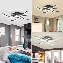 Laden Sie das Bild in den Galerie-Viewer, Schwarze LED-Deckenleuchte – dimmbare 24W Deckenlampe in Chrom-Alu für Büro, Wohnzimmer &amp; Flur