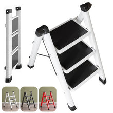 Laden Sie das Bild in den Galerie-Viewer, Dreistufige Klapptrittleiter, stabil, bis 250 kg belastbar. 3 Farben lieferbar.