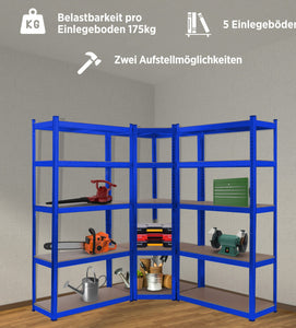 Eckteil zu Schwerlastregalen für Regale 180 x 90 x 40 cm bis 875 kg Eckregal Farbe blau