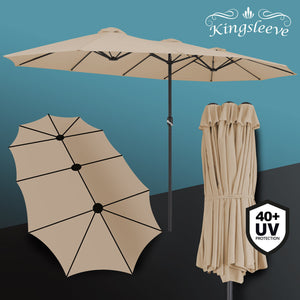 Doppel-Sonnenschirm 460x270 cm UV-Schutz 40+ - Groß, XXL, mit Schutzhülle und Kurbel