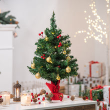 Laden Sie das Bild in den Galerie-Viewer, Weihnachtsbaum Christbaum mit Stechpalmenbeeren, Kugeln und LED-Lichtern, 40 cm