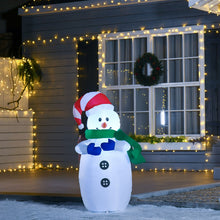 Laden Sie das Bild in den Galerie-Viewer, Aufblasbarer Schneemann mit Schal 1,20m Weihnachtsmann Weihnachtsdeko LED Nikolaus Santa