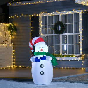 Aufblasbarer Schneemann mit Schal 1,20m Weihnachtsmann Weihnachtsdeko LED Nikolaus Santa