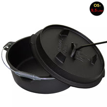 Laden Sie das Bild in den Galerie-Viewer, Dutch Oven Set – Gusseiserner Feuertopf mit Deckelheber. Verschiedene Größen.