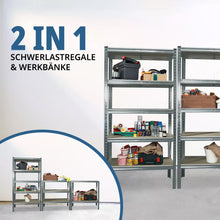 Laden Sie das Bild in den Galerie-Viewer, 2er Set Schwerlastregale 180 x 90 x 40 cm jeweils bis 875 kg